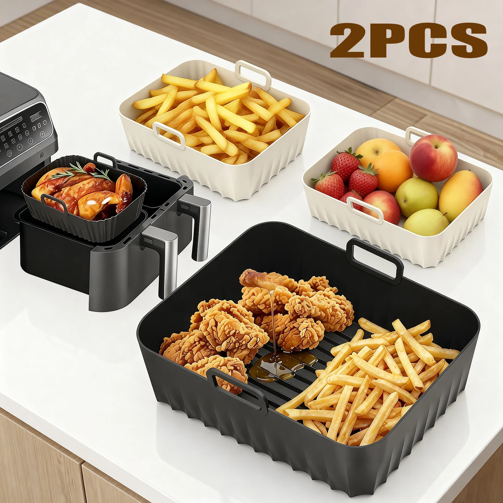 2Pcs Air Fryer Silicone Liners - đánh giá và giá Air Fryer Silicone Pot Liner