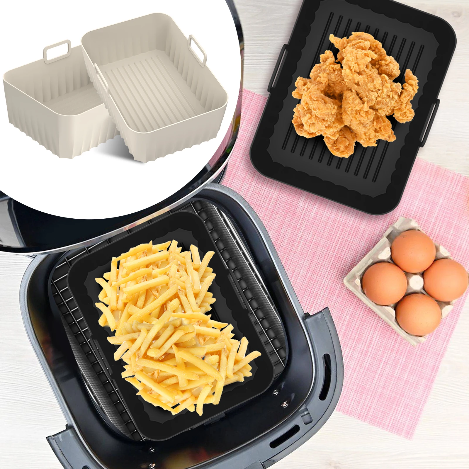 2Pcs Air Fryer Silicone Liners - đánh giá và giá Air Fryer Silicone Pot Liner